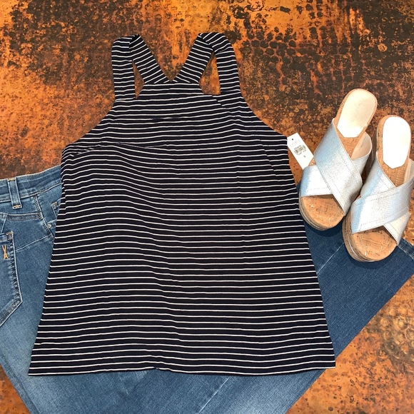 LOFT Tops - NWT Loft Striped Square Neck Racerback Tank
